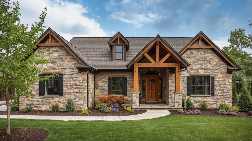 Stone & Wood Exterior Design Ideas